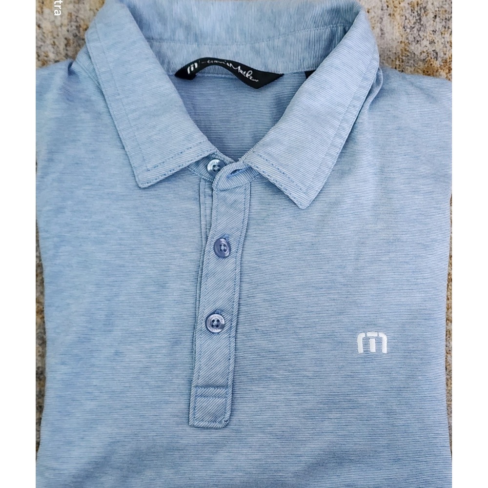 Travis Mathew Men's Zinna Blue Prima Cotton  Lightweight Golf Polo Shirt Size L